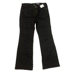 NWT $60 NY&C Jeans Size 16 36” Low Rise Flare Zippers Denim Pants Solid Black